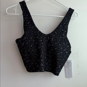 Black Leopard Print Cropped Tank Top
